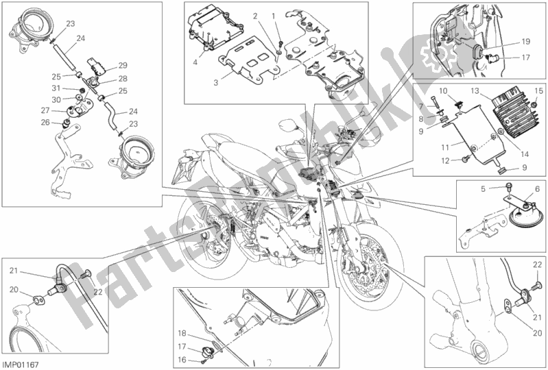 Toutes les pièces pour le 12c - Appareils électriques du Ducati Hypermotard 950 USA 2020